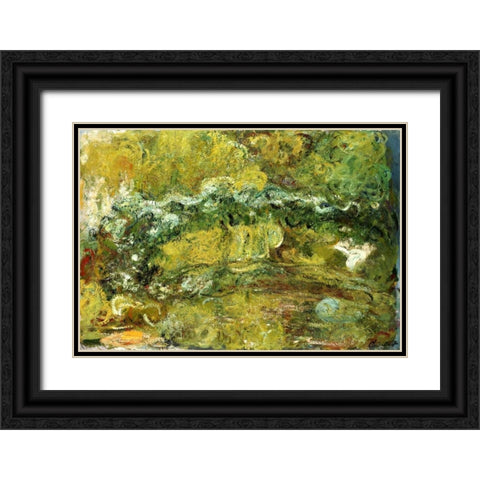 The Japanese Bridge Black Ornate Wood Framed Art Print with Double Matting by Monet, Claude