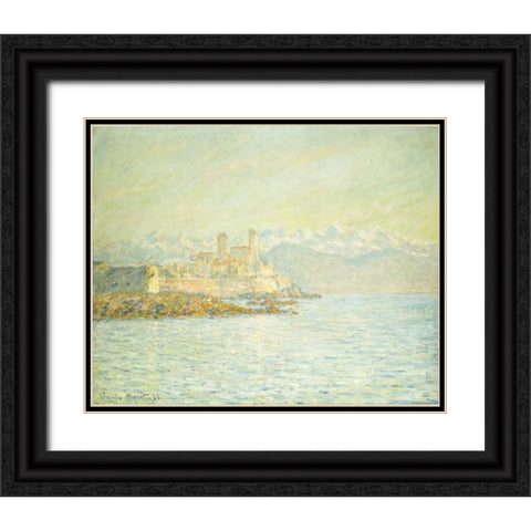 The Old Fort at Antibes Black Ornate Wood Framed Art Print with Double Matting by Monet, Claude