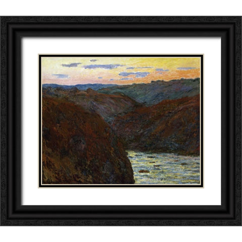 La Creuse, Sunset Black Ornate Wood Framed Art Print with Double Matting by Monet, Claude