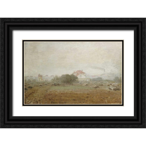 Fog - Effet de brouillard Black Ornate Wood Framed Art Print with Double Matting by Monet, Claude