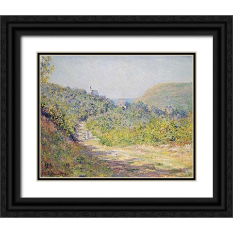 Aux Petites-Dalles, 1884 Black Ornate Wood Framed Art Print with Double Matting by Monet, Claude