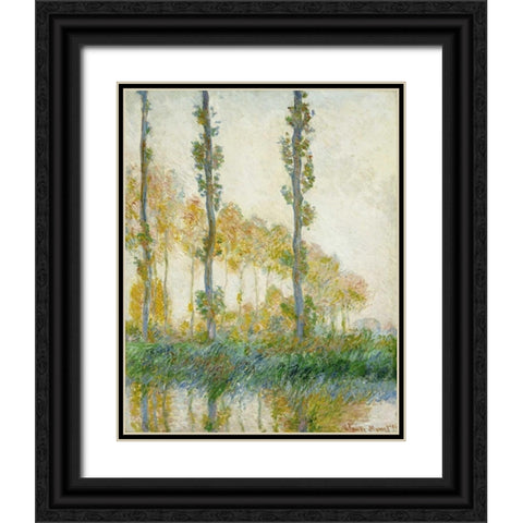 The Three Trees, Autumn Black Ornate Wood Framed Art Print with Double Matting by Monet, Claude