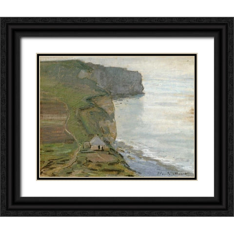 Cap dAntifer, Etretat Black Ornate Wood Framed Art Print with Double Matting by Monet, Claude