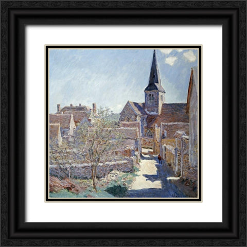 Bennecourt Black Ornate Wood Framed Art Print with Double Matting by Monet, Claude