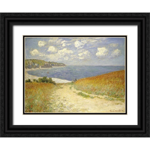 Path through the Wheat Fields at Pourville, 1882 Black Ornate Wood Framed Art Print with Double Matting by Monet, Claude