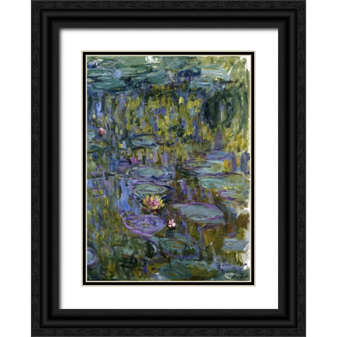 Water Lilies Black Ornate Wood Framed Art Print with Double Matting by Monet, Claude