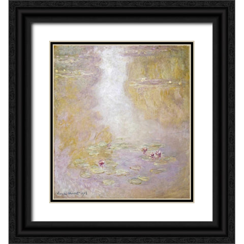 Water Lilies, Giverny Black Ornate Wood Framed Art Print with Double Matting by Monet, Claude