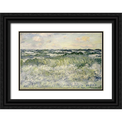 Marine - Etude de mer Black Ornate Wood Framed Art Print with Double Matting by Monet, Claude