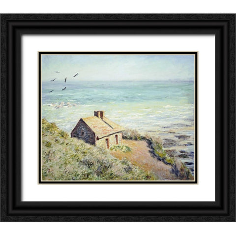 The Customs Hut, Morning Black Ornate Wood Framed Art Print with Double Matting by Monet, Claude