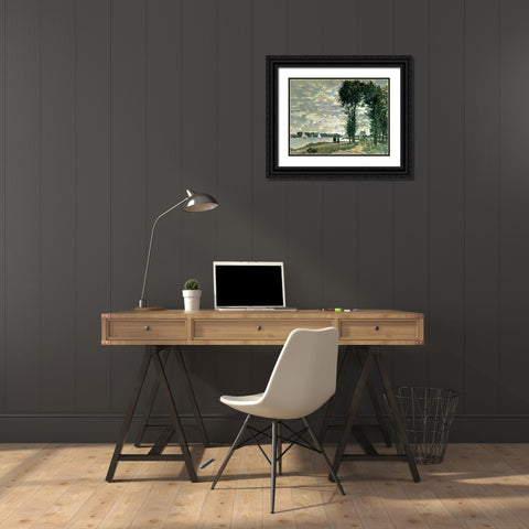 The Banks of The Seine at Argenteuil Black Ornate Wood Framed Art Print with Double Matting by Monet, Claude