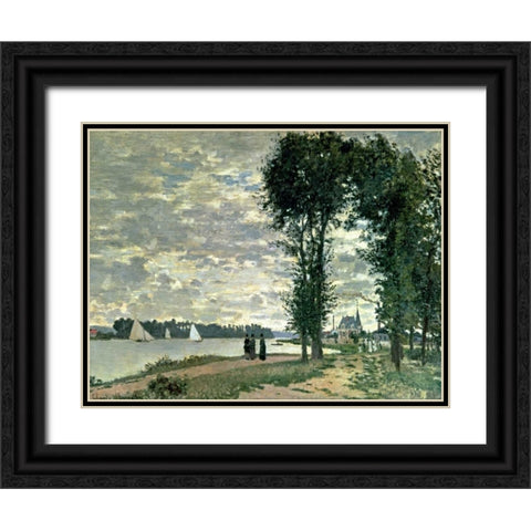 The Banks of The Seine at Argenteuil Black Ornate Wood Framed Art Print with Double Matting by Monet, Claude