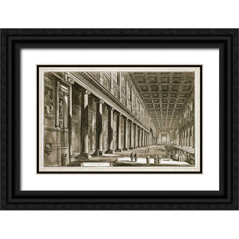 Interior of The Basilica of S. Maria Maggiore, Rome Black Ornate Wood Framed Art Print with Double Matting by Piranesi, Giovanni Battista