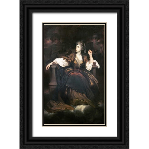 Mrs. Siddons As The Tragic Muse Black Ornate Wood Framed Art Print with Double Matting by Reynolds, Joshua