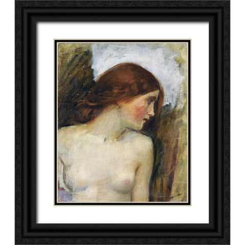 Study For The Head of Echo Black Ornate Wood Framed Art Print with Double Matting by Waterhouse, John William