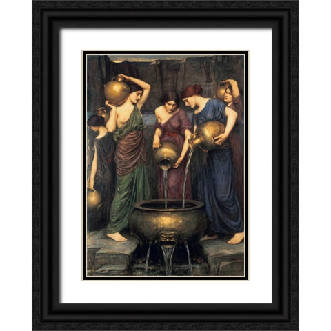 Danaides Black Ornate Wood Framed Art Print with Double Matting by Waterhouse, John William