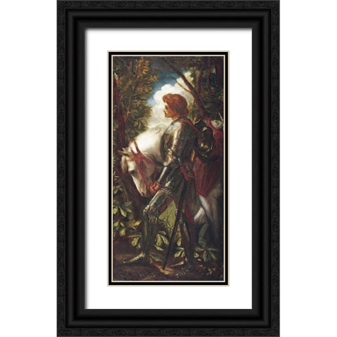 Sir Galahad Black Ornate Wood Framed Art Print with Double Matting by Watts, George Frederick