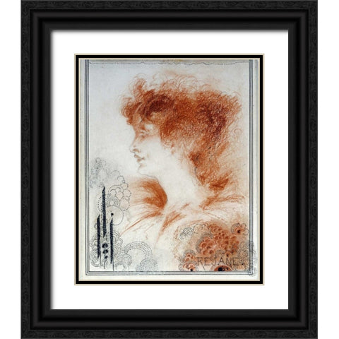 Rejane Black Ornate Wood Framed Art Print with Double Matting by Beardsley, Aubrey
