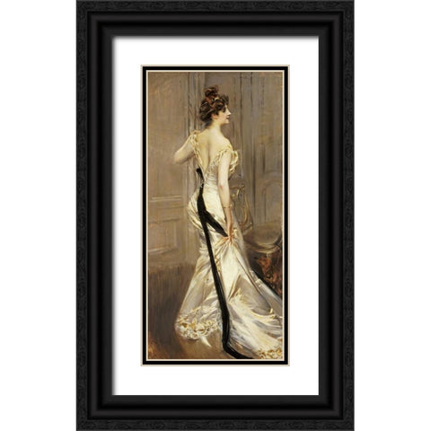 The Black Sash Black Ornate Wood Framed Art Print with Double Matting by Boldini, Giovanni