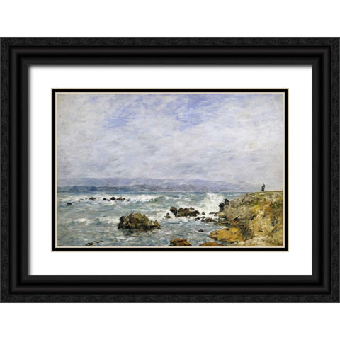Antibes, La Pointe De Lilette Black Ornate Wood Framed Art Print with Double Matting by Boudin, Eugene