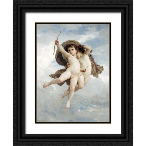 LAmour Vainqueur Black Ornate Wood Framed Art Print with Double Matting by Bouguereau, William-Adolphe