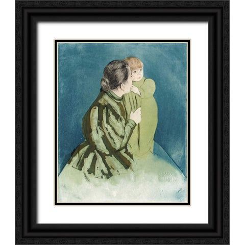 Peasant Mother and Child Black Ornate Wood Framed Art Print with Double Matting by Cassatt, Mary