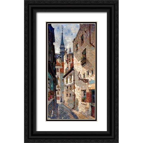 Rue Des Chartres, Old Paris Black Ornate Wood Framed Art Print with Double Matting by Deakin, Dewin