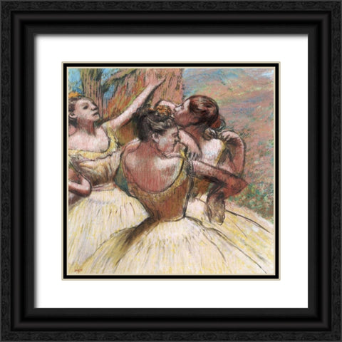 Three Dancers Black Ornate Wood Framed Art Print with Double Matting by Degas, Edgar