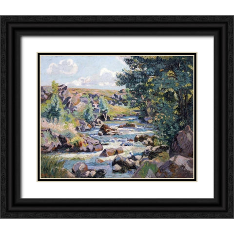 Pontgibaud Countryside Black Ornate Wood Framed Art Print with Double Matting by Guillaumin, Armand