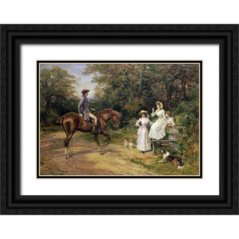 A Meeting By The Stile Black Ornate Wood Framed Art Print with Double Matting by Hardy, Heywood