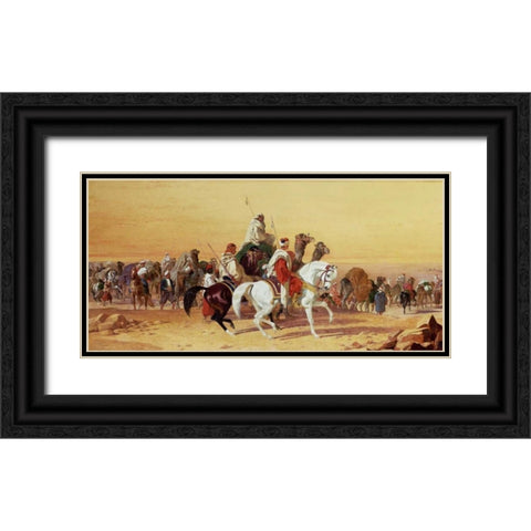 An Arab Caravan Black Ornate Wood Framed Art Print with Double Matting by Herring, John Frederick