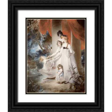 Portrait of Mrs Ayscoghe Boucherett Black Ornate Wood Framed Art Print with Double Matting by Lawrence, Sir Thomas