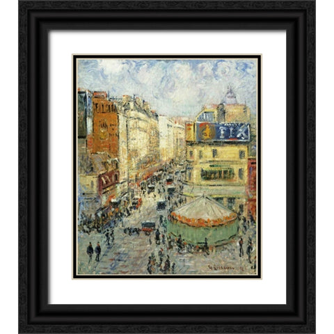 La Rue De Clignancourt Black Ornate Wood Framed Art Print with Double Matting by Loiseau, Gustave
