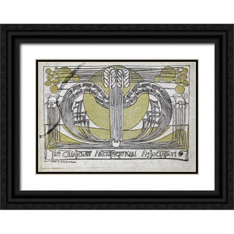 Conversazione Programme Black Ornate Wood Framed Art Print with Double Matting by Mackintosh, Charles Rennie