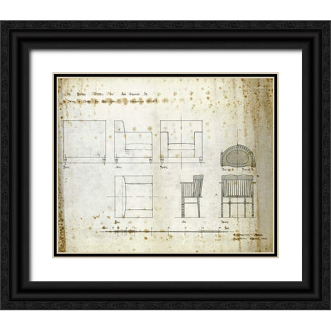 Designs For An Upholstered Chair, 1909 Black Ornate Wood Framed Art Print with Double Matting by Mackintosh, Charles Rennie