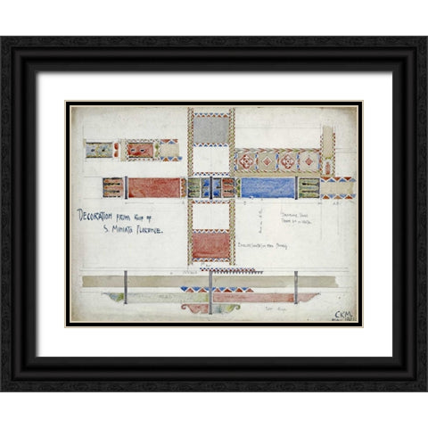 Florence, San Miniato, Studies of Decorative Ceiling Panels Black Ornate Wood Framed Art Print with Double Matting by Mackintosh, Charles Rennie