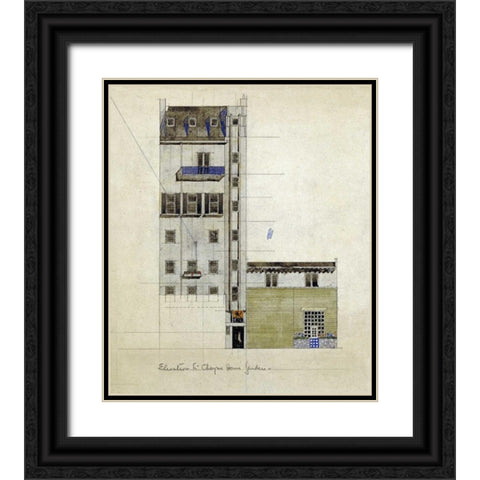 London, Elevation of Proposed Studio, 1920 Black Ornate Wood Framed Art Print with Double Matting by Mackintosh, Charles Rennie