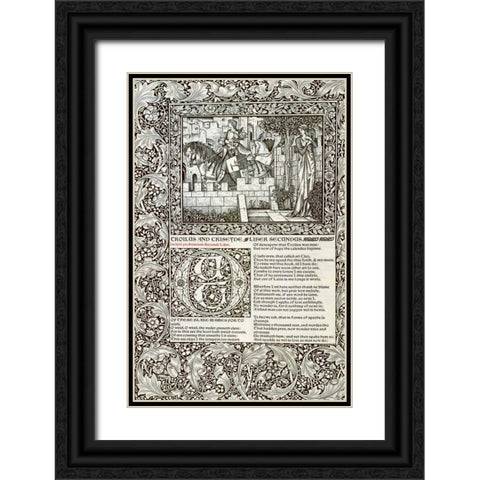 Troilus and Criseyde, Liber Secundus Black Ornate Wood Framed Art Print with Double Matting by Morris, William