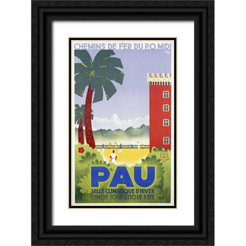 Pau Black Ornate Wood Framed Art Print with Double Matting by Riblo