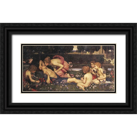 The Awakening of Adonis Black Ornate Wood Framed Art Print with Double Matting by Waterhouse, John William