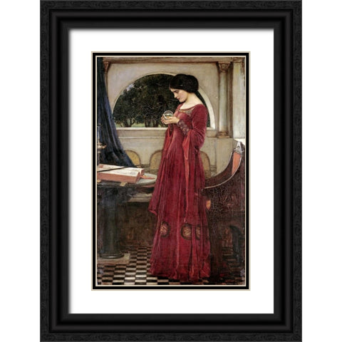 The Crystal Ball Black Ornate Wood Framed Art Print with Double Matting by Waterhouse, John William