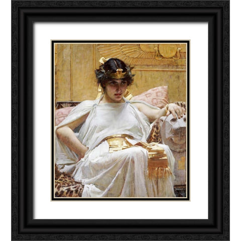 Cleopatra Black Ornate Wood Framed Art Print with Double Matting by Waterhouse, John William
