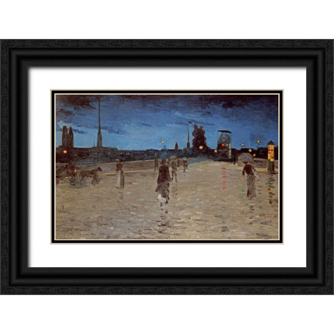 Le Pont De Pierre, Rouen Black Ornate Wood Framed Art Print with Double Matting by Angrand, Charles
