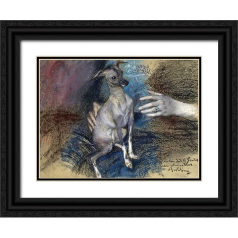Elegante Au Chien Black Ornate Wood Framed Art Print with Double Matting by Boldini, Giovanni