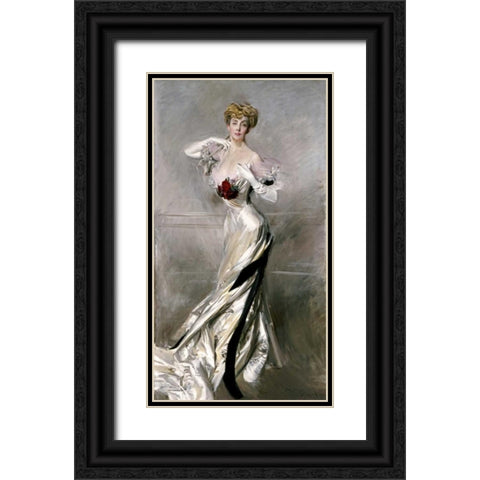 Portrait of The Countess Zichy Black Ornate Wood Framed Art Print with Double Matting by Boldini, Giovanni