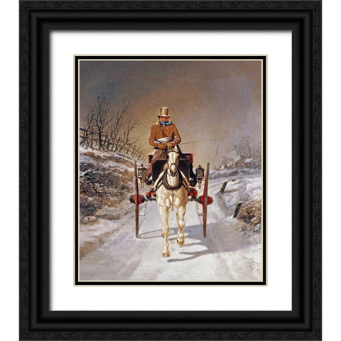 A Winters Drive Black Ornate Wood Framed Art Print with Double Matting by Herring, Benjamin