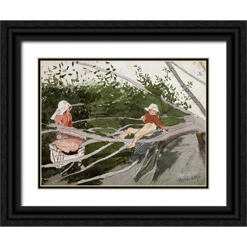 Out on a Limb Black Ornate Wood Framed Art Print with Double Matting by Homer, Winslow