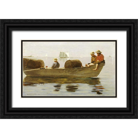 Three Boys In a Dory Black Ornate Wood Framed Art Print with Double Matting by Homer, Winslow
