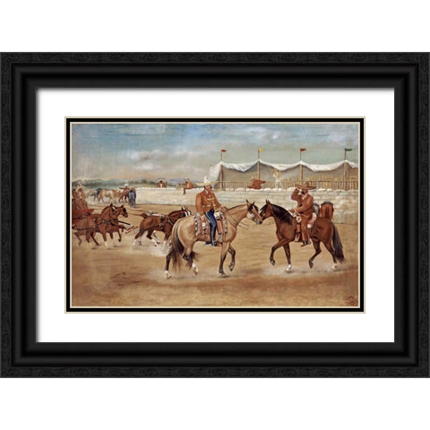 The Arrival of The Boss at The Rodeo Black Ornate Wood Framed Art Print with Double Matting by Icaza, Ernesto
