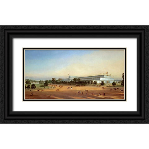 Crystal Palace During The Great Exhibition of 1851 Black Ornate Wood Framed Art Print with Double Matting by Le Bihan, P.