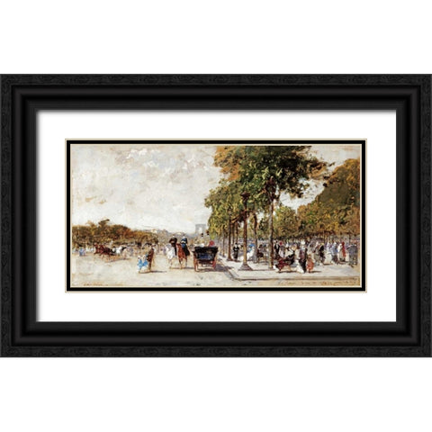 Les Champs Elysees, Paris Black Ornate Wood Framed Art Print with Double Matting by Loir, Luigi